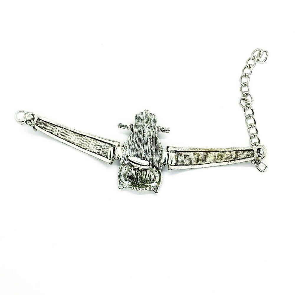 Boho Owl Rhinestone Silver-Tone Bracelet - Picture 5 of 5